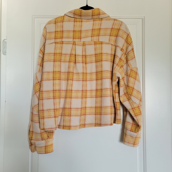 For The Republic Mustard and Beige Plaid Cabincore Soft Shacket - Picture 5 of 12